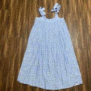 Eloquii 16 Light Blue Floral Tie Sleeve Straps Drape Dress